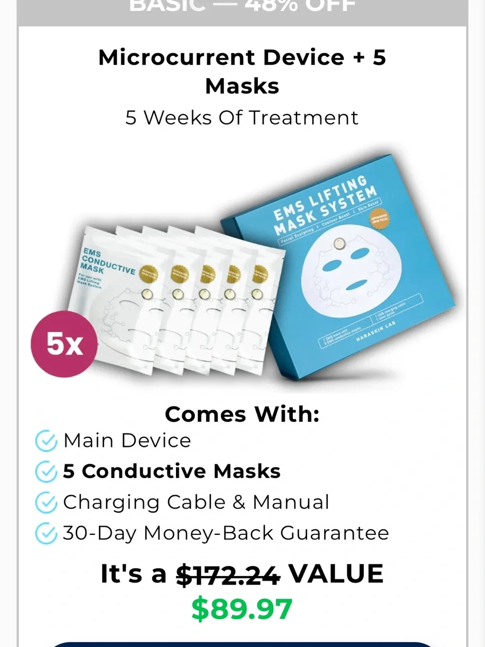 EMS Lifting Mask System – Teal Facial Sculpting Device